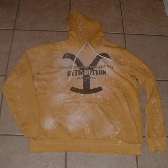 Gold Tie Die Sz Large YELLOWSTONE BETH DUTTON Lightweight Hooded Sweatshirt - Picture 1 of 2